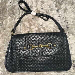 Elegant Black Woven Handbag